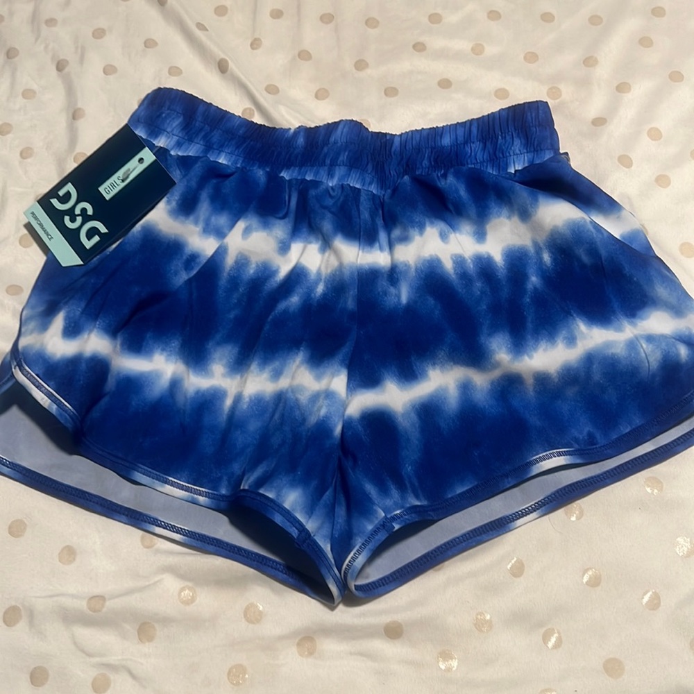 NWT DSG girls small stride short stripe dye blue.